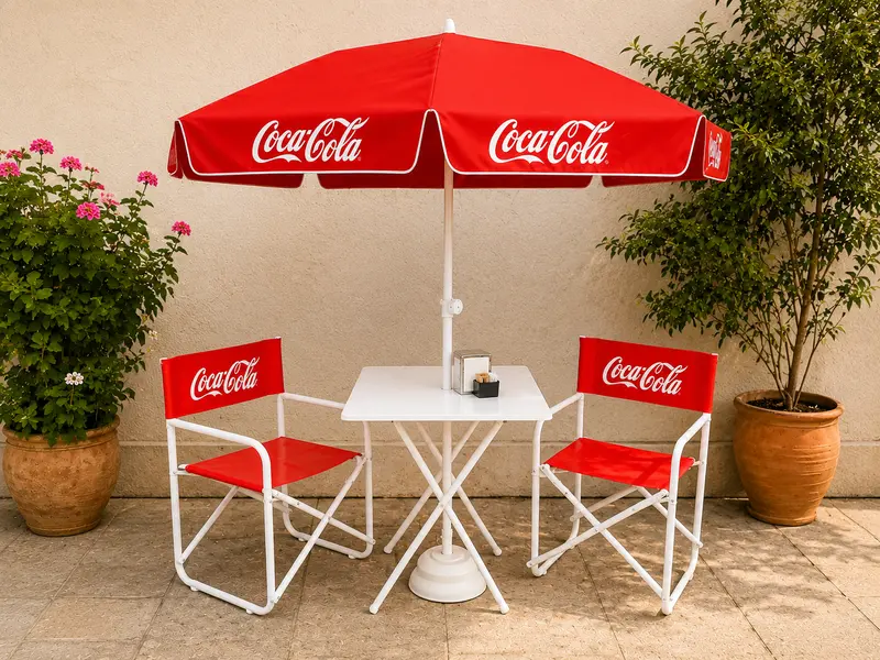 Sombrillas personalizadas rojas para terraza de bar — fábrica propia